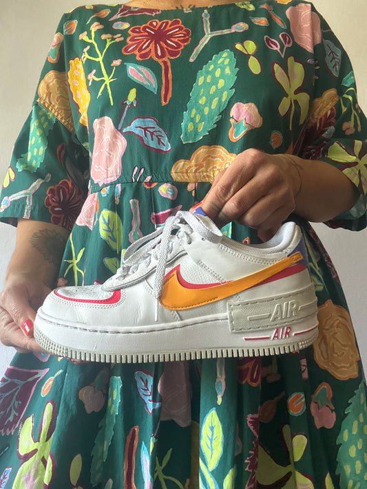 Nike Air Force 1 White with Orange, Pink & Purple Details – US 8 / UK 5.5 / EUR 39