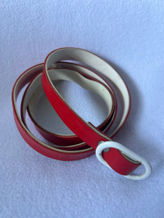 Red Thin Synthetic Belt – 87cm
