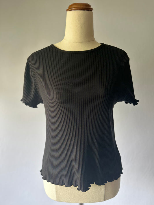 Black Cropped Top – Size L, Cotton Blend