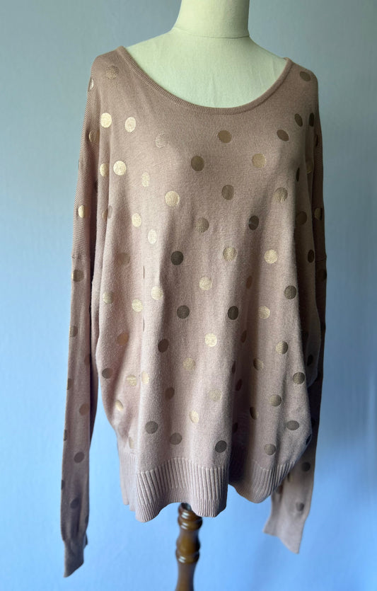 Blush Pink Polka Dot Sweater – Size XL