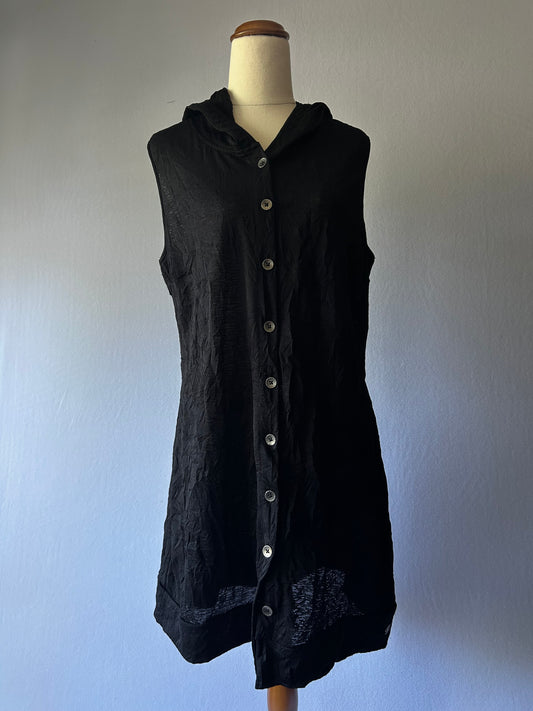 Black Long Vest with Hood – Size Small