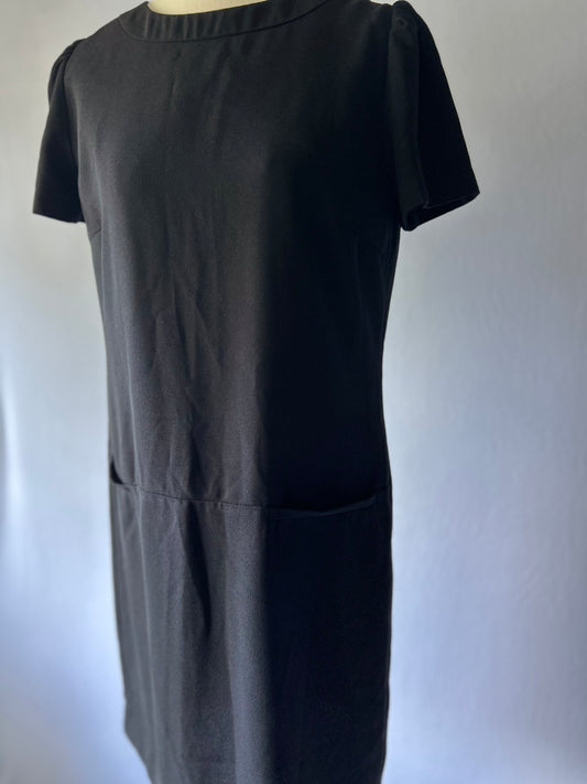 Laura Ashley Black Dress | Size 8 | Faux Pocket Detail | Polyester