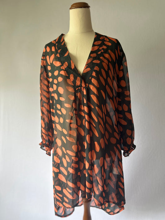 Sheer Printed Tunic Top – Size 2XL