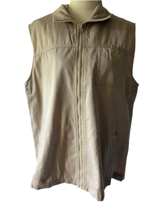 Khaki Cargo-Style Vest – Size M