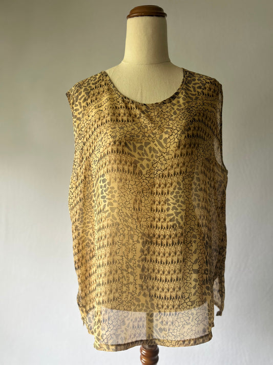 Sheer Patterned Sleeveless Top – Size 46