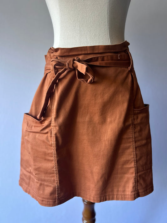 Rust Brown Mini Skirt | Size 12 | Cotton Blend with Pockets