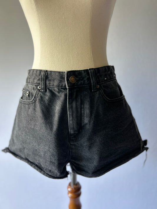 Black High-Waisted Denim Shorts – Size 8