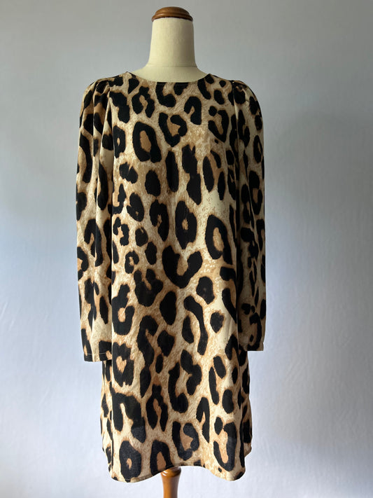 Long Sleeve Leopard Print Dress | Size XS | Polyester