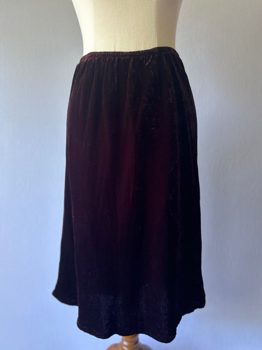 Jean Jones Soft Malbec Velvet Skirt – Size Small, Made in New Zealand
