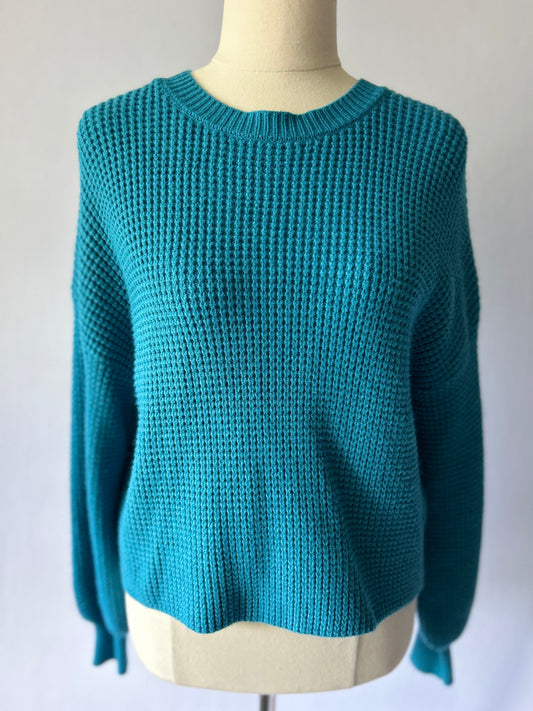 Blue Knit Sweater | Size Small | Rayon Blend Lightweight Jumper