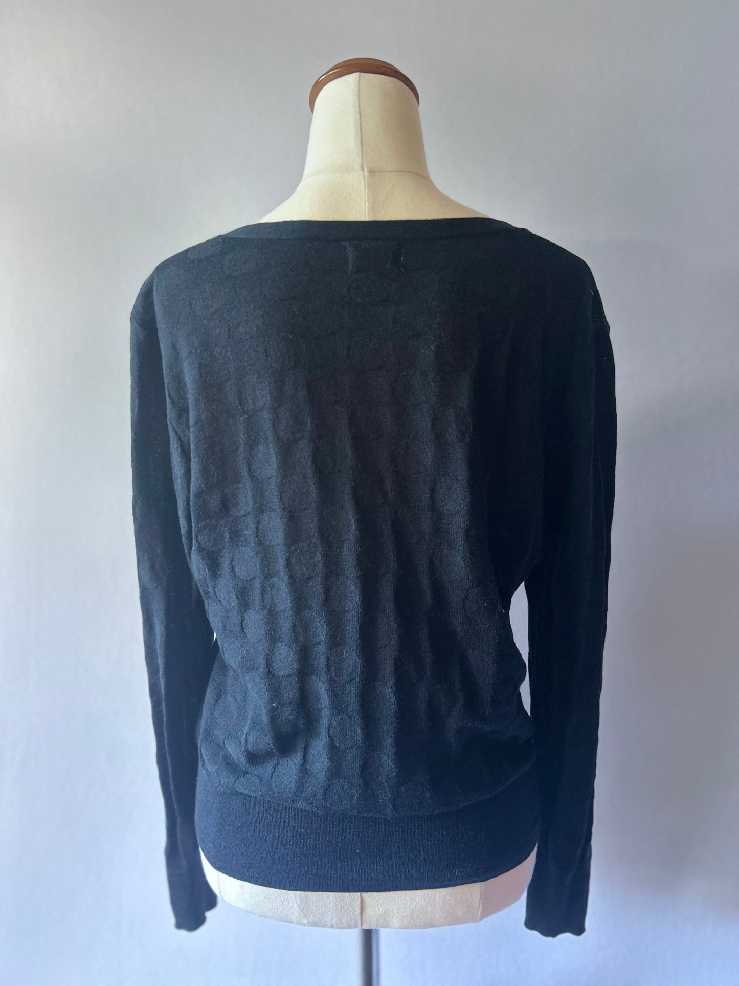 Gorman Textured Tencel, Wool & Alpaca Blend V-Neck Cardigan - Classic Black - Size 8