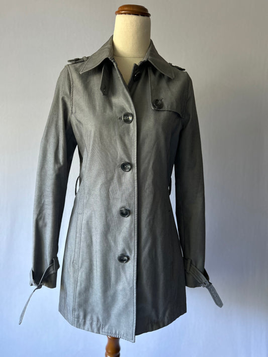 David Lawrence Grey Short Trench Jacket | Size 8 | Cotton Blend