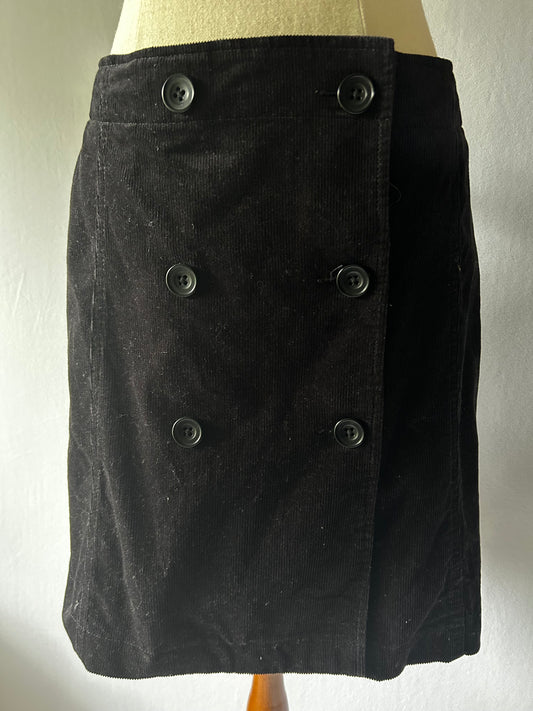 Black Corduroy Mini Skirt – Size 14 (No Tag)