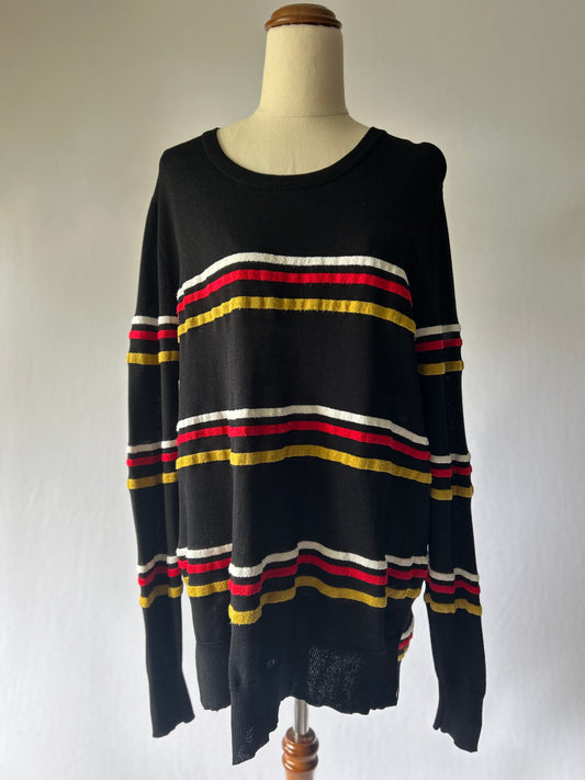 Moochi Black Knit Top with Stripes – Size Small