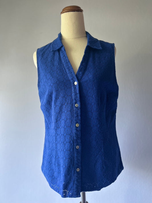 Blue Cotton Sleeveless Shirt – Size 12