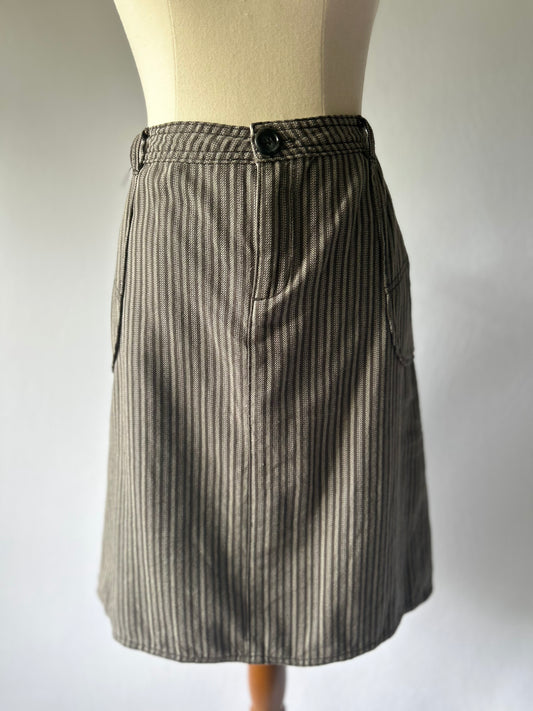 Vintage London 1992 Striped Cotton Skirt – Size 12, 100% Cotton