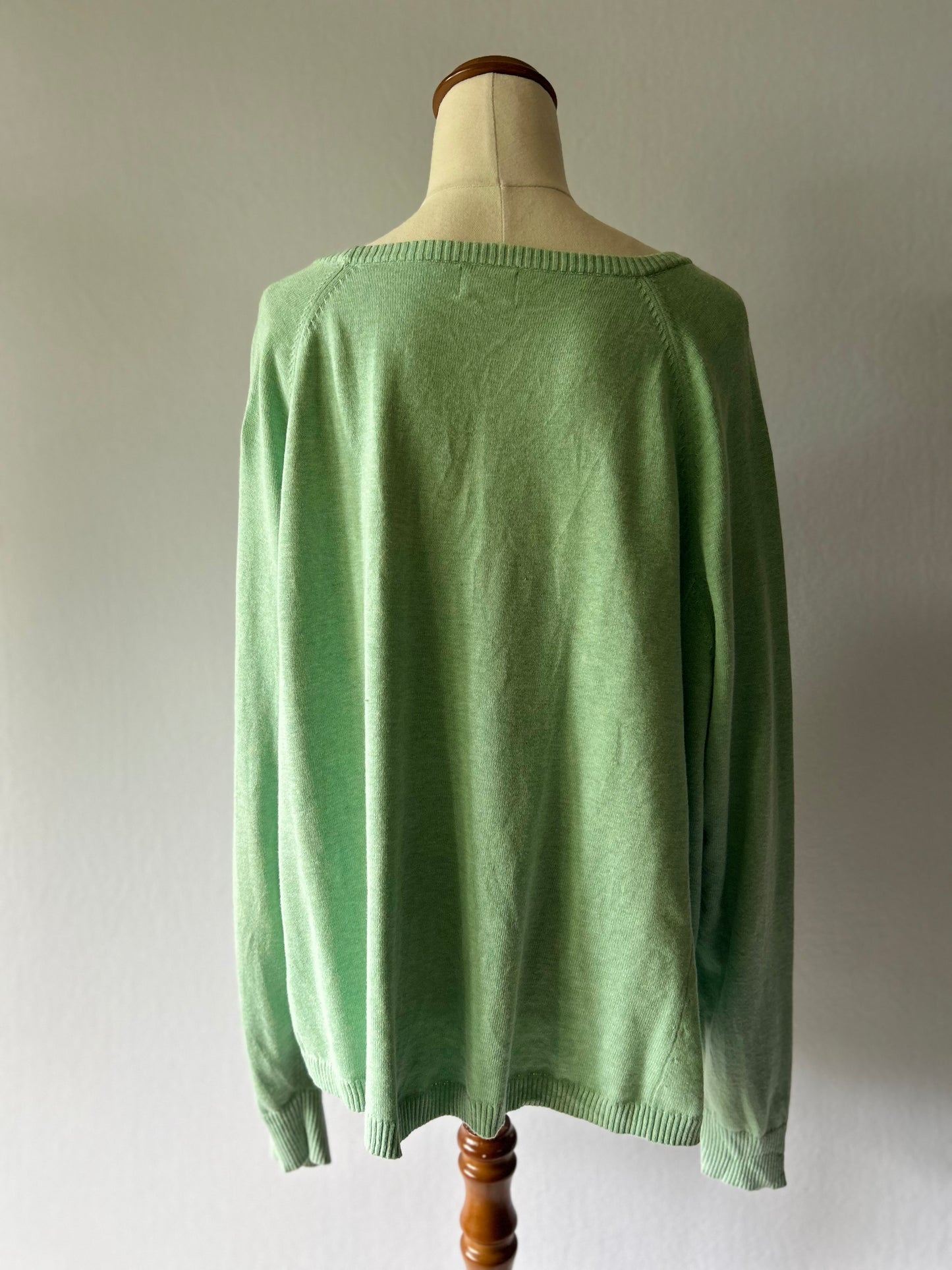 Gorman Organic Cotton Lightweight Raglan Knit Jumper - Mint Green - Size 16