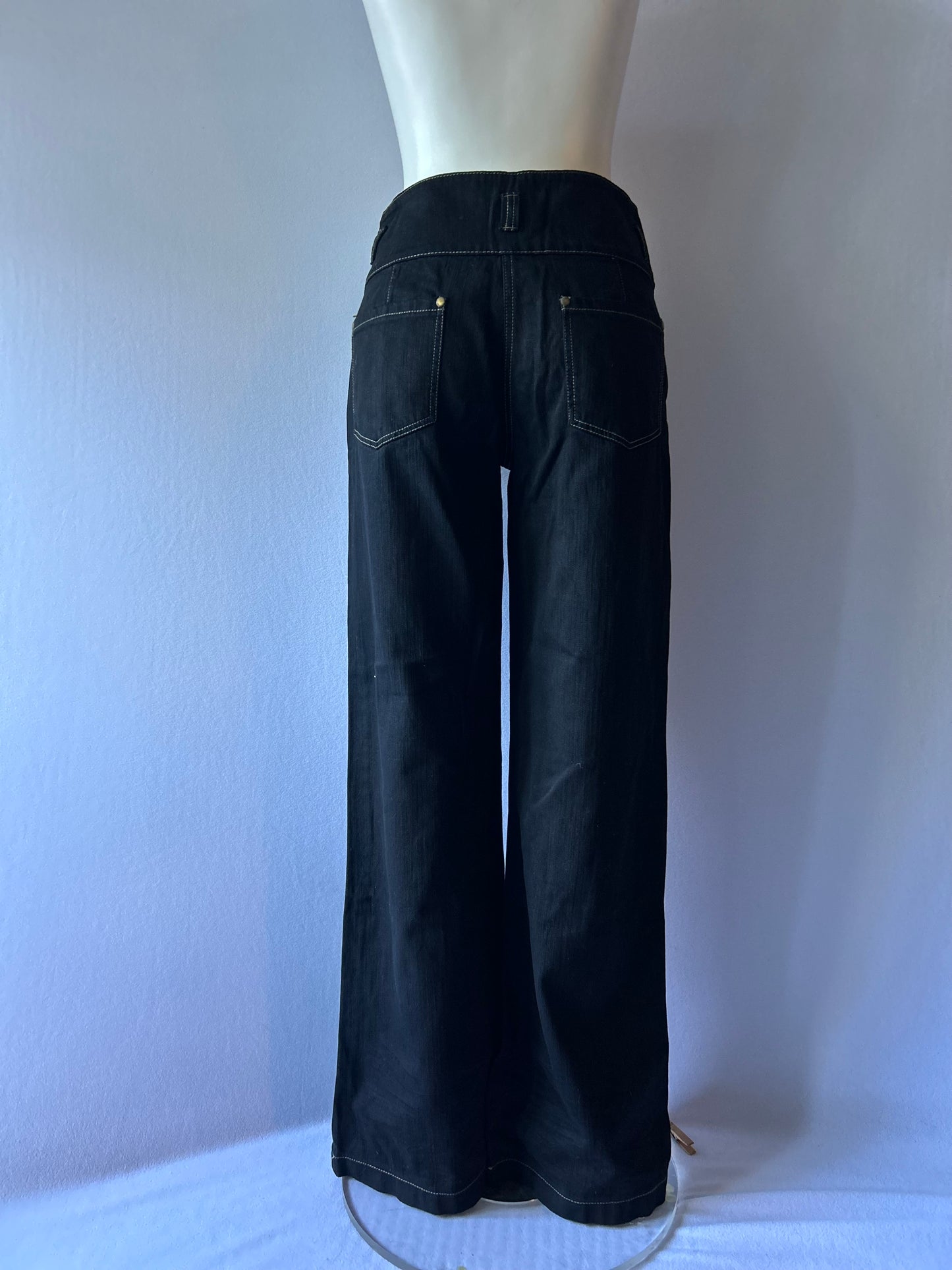 Petrena High-Waisted Wide-Leg Denim Trousers (Made in NZ) - Size 10