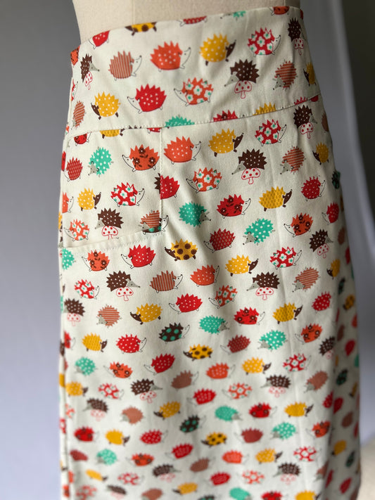 Hedgehog Print Cotton Skirt – Size XS
