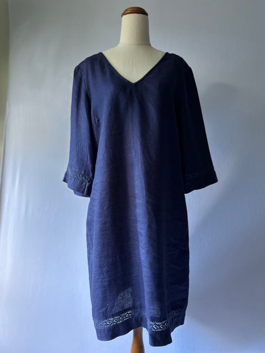 Workshop Navy 100% Linen Dress – Size 12
