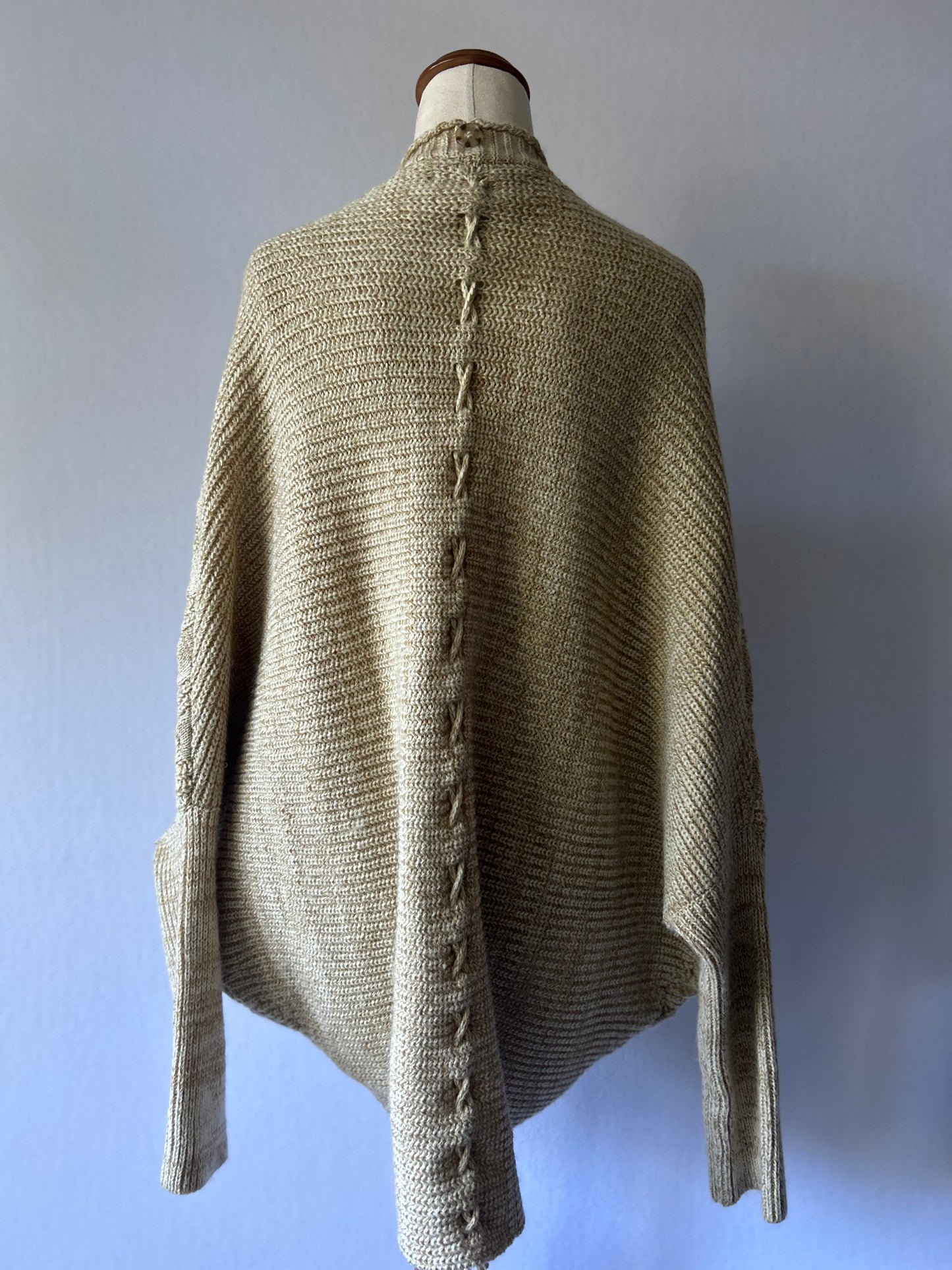 Zara Cable-Knit Cocoon Shrug Cardigan with Tortoiseshell Buttons - Size M