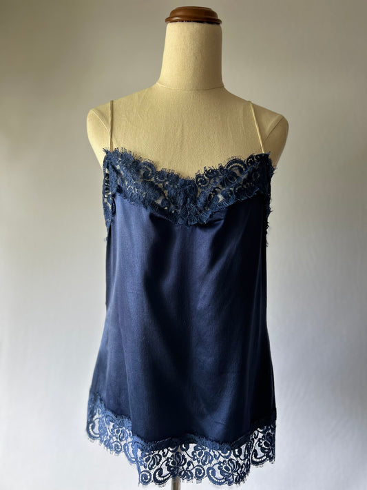 Isakelle Silk Camisole with Lace Trim – Size L – Made in New Zealand