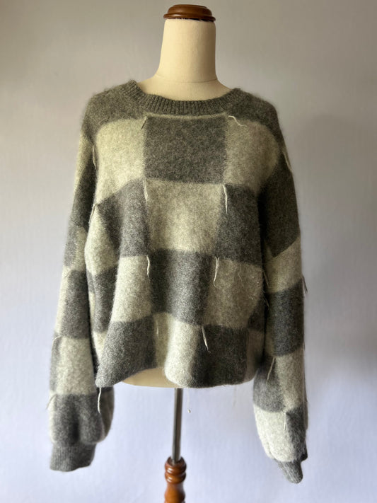 Stolen Girlfriends Club Grey Checkered Knit – Size Small