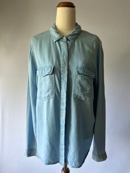 Light Denim Shirt with Embroidered Back – Size M