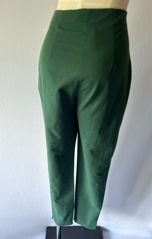 High-Waisted Green Trousers – Size UK 8 / EU 36 / US 4