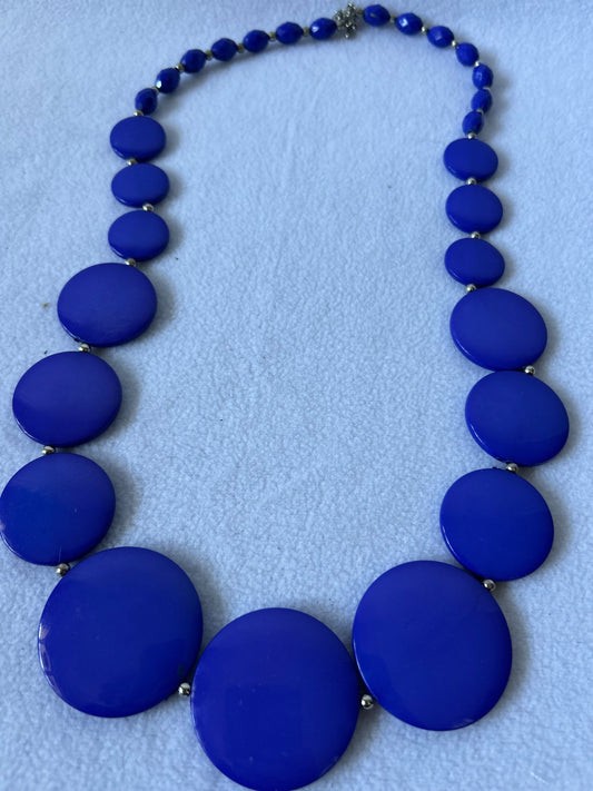 Vintage Bold Blue Beaded Necklace