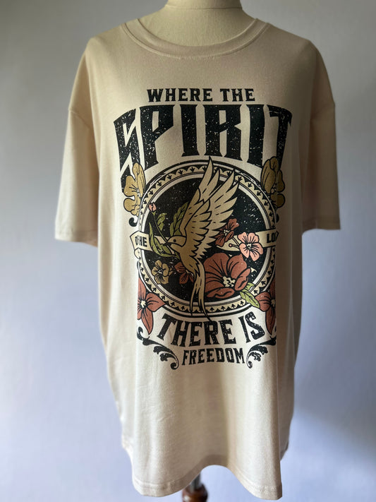 Where the Spirit” Beige T-Shirt – Size XL