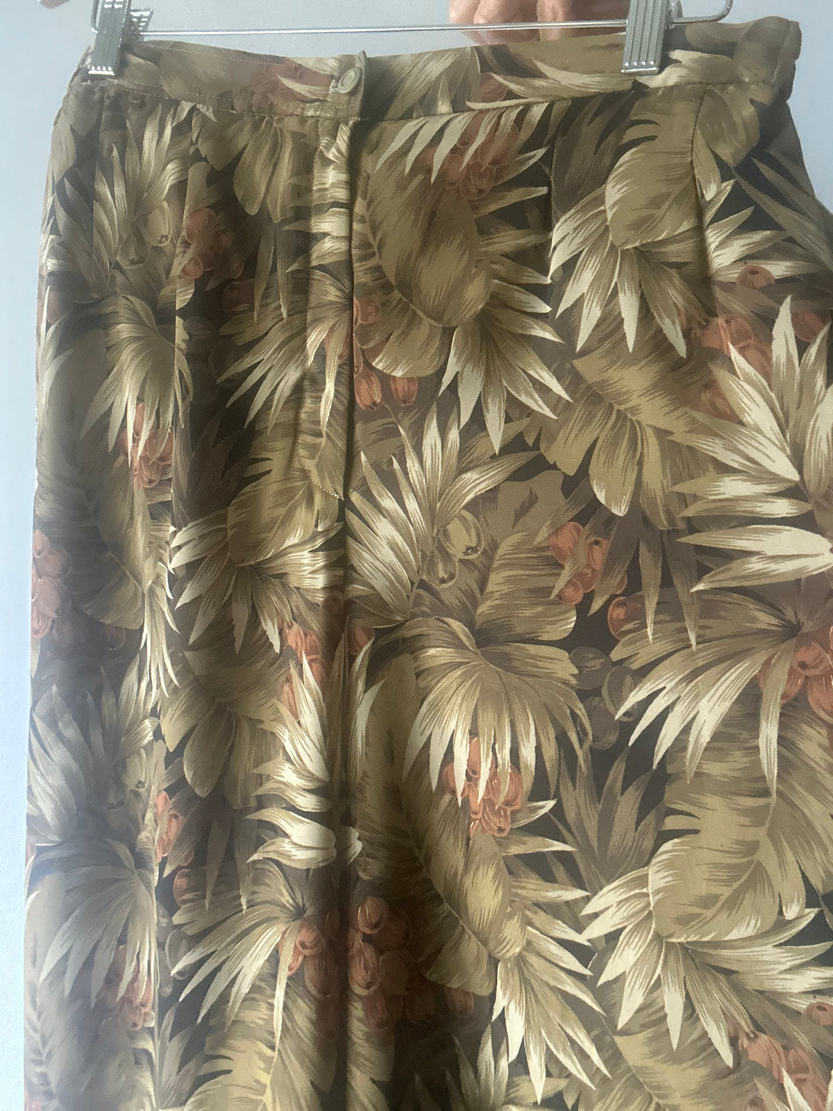 Vintage Made in Japan Earthy Botanical Print Wide-Leg Trousers - Size 42 (NZ 12-14)