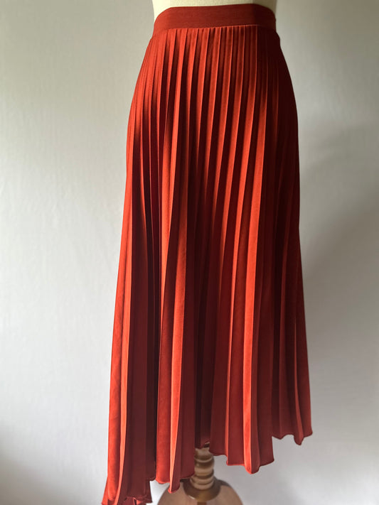 Rust Pleated Midi Skirt – Zara – Size L
