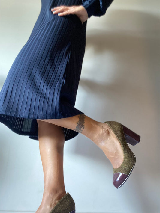 Clarks Wool Block Heel Pumps – Size UK 6.5 / EU 40