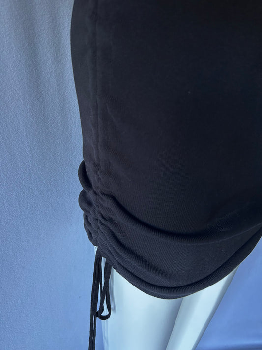 Lioness Black Ruched Long Sleeve Mini Dress - Size S