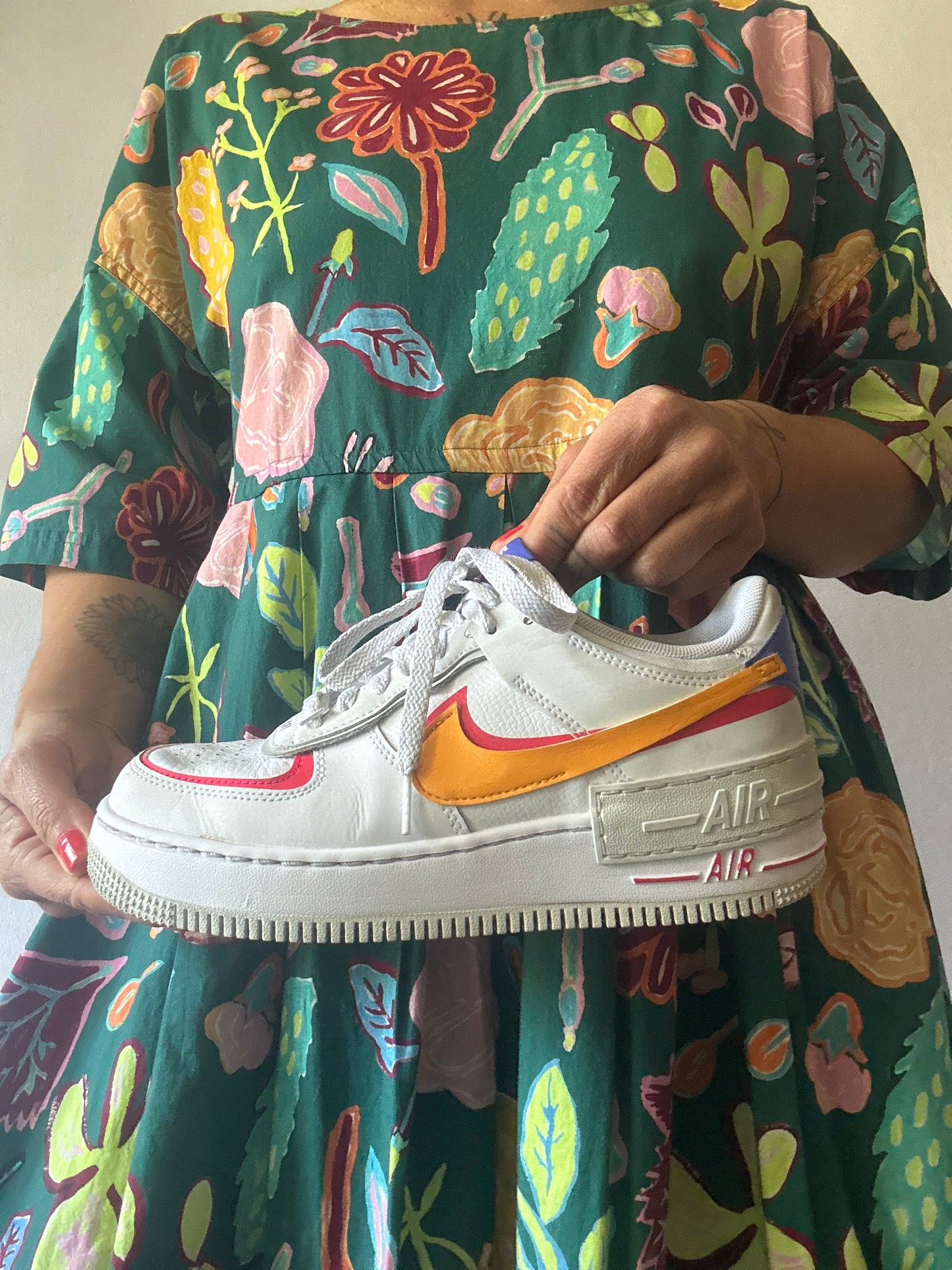 Nike Air Force 1 White with Orange, Pink & Purple Details – US 8 / UK 5.5 / EUR 39