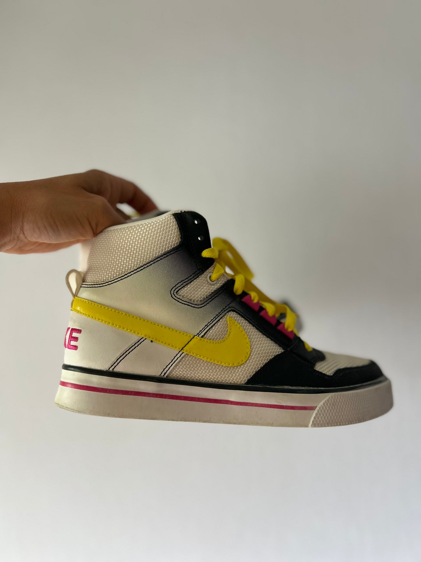 Nike High-Top Sneakers - Black, White & Neon Accents (US 8 / EUR 39)