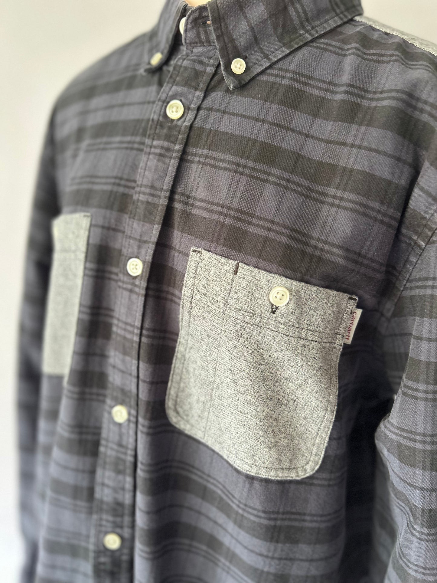 Carhartt Mixed-Media Plaid Button-Down – Size L
