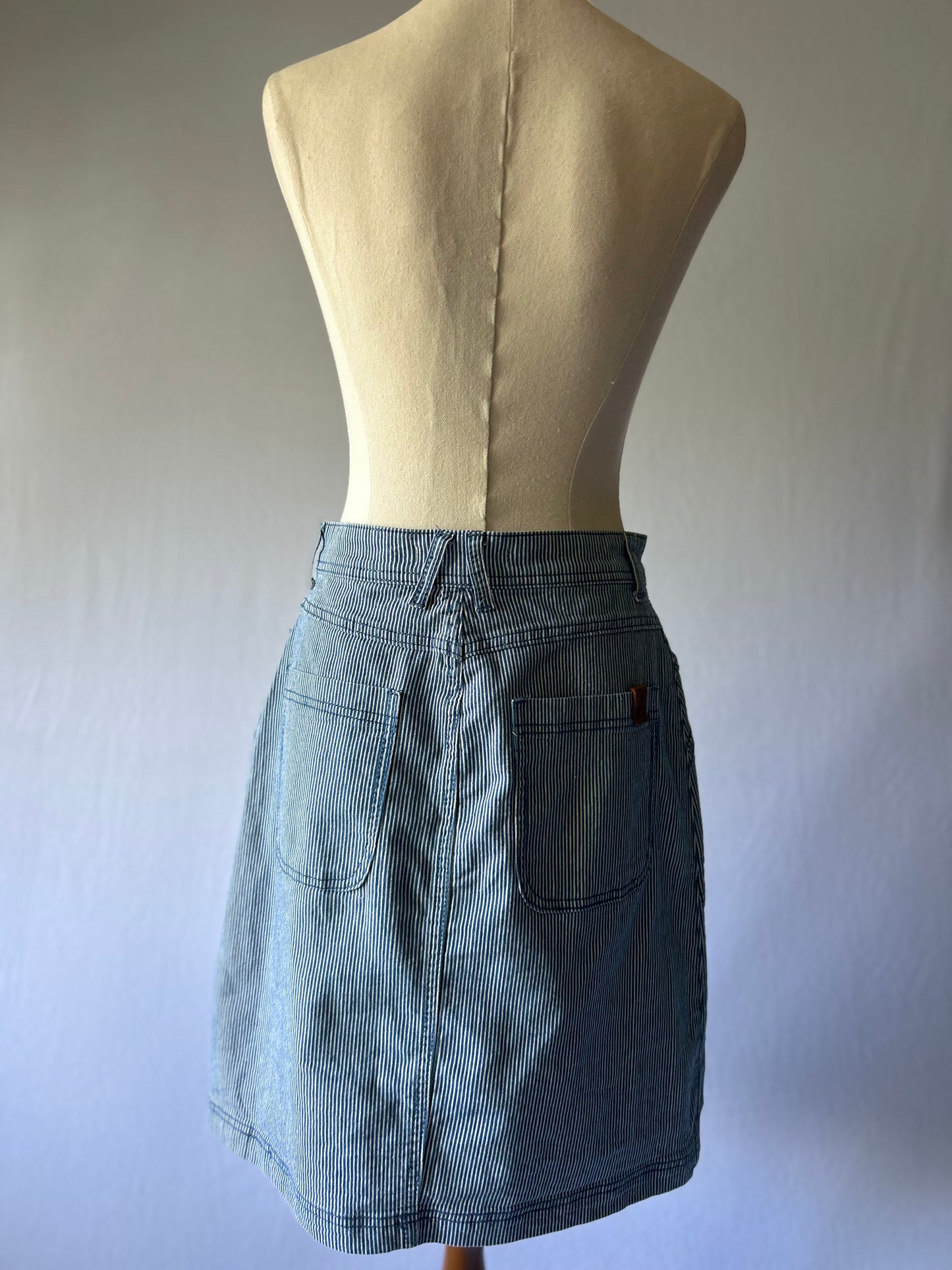 Striped Denim Mini Skirt – Size 8