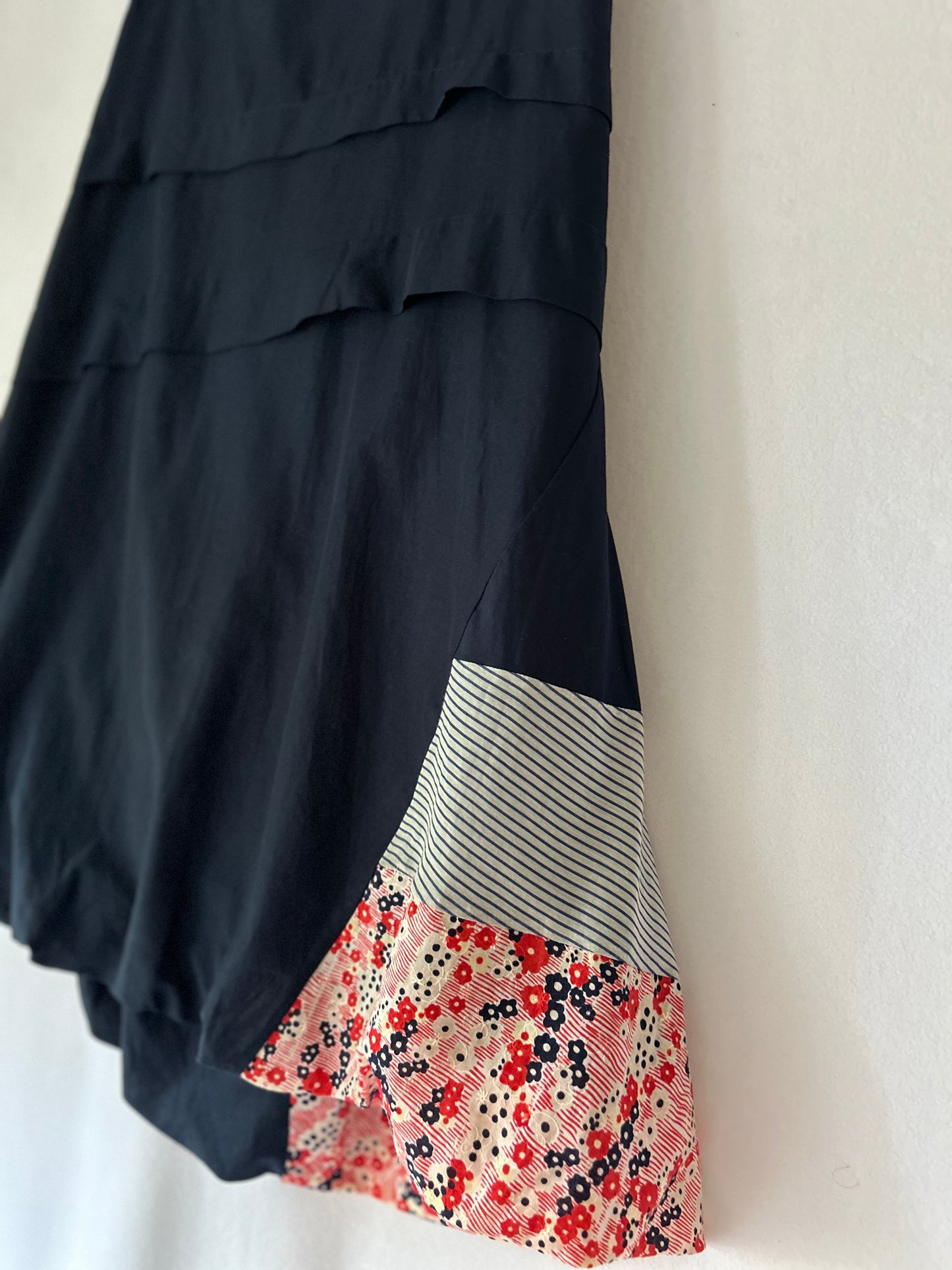 Andrea Moore Silk-Blend Patchwork Bubble Skirt – Size 12
