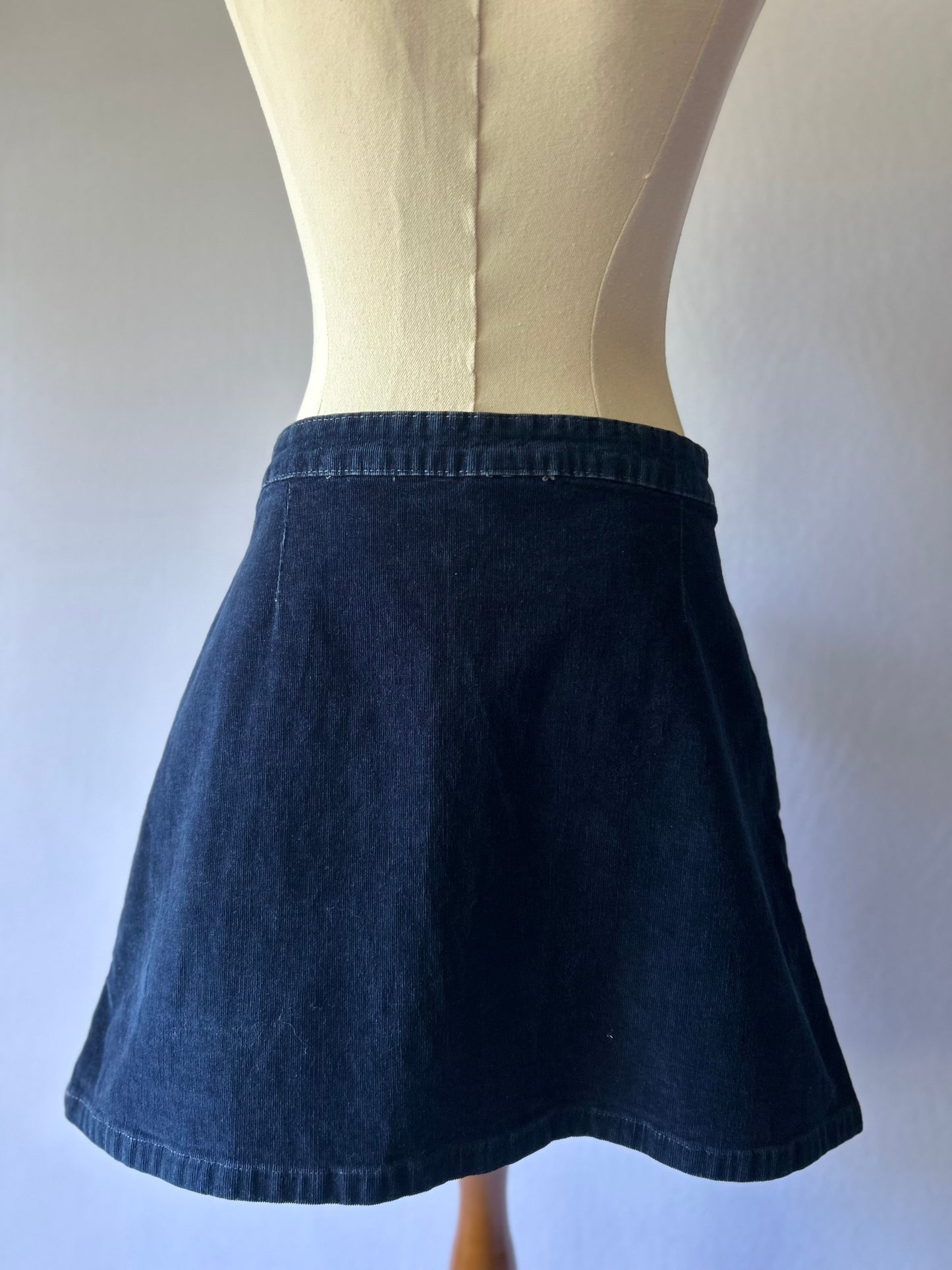 Navy Cord Mini Skirt – Size 34