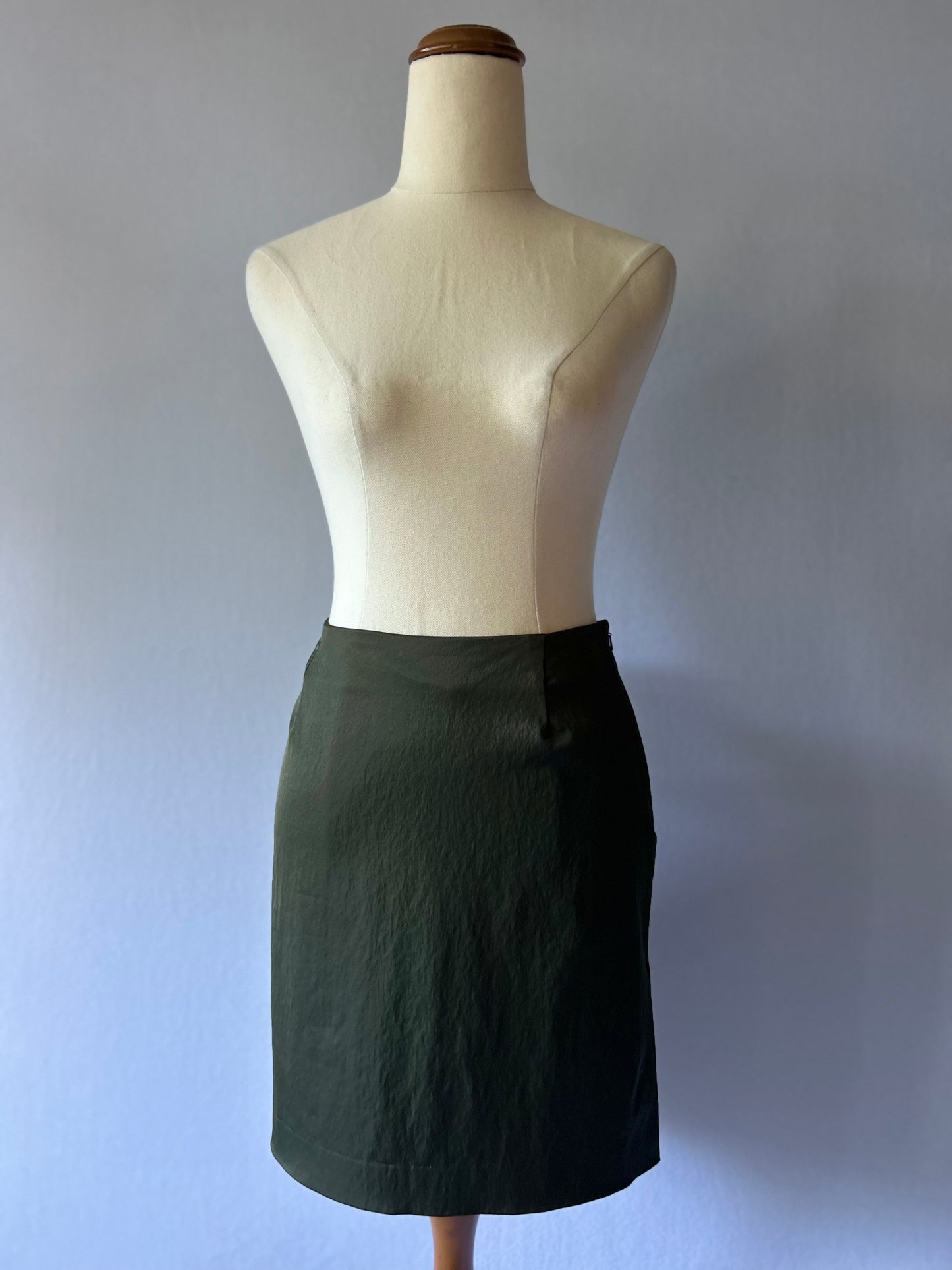 Olive  Mini Skirt - Size 8 | Stretch Bodycon Fit