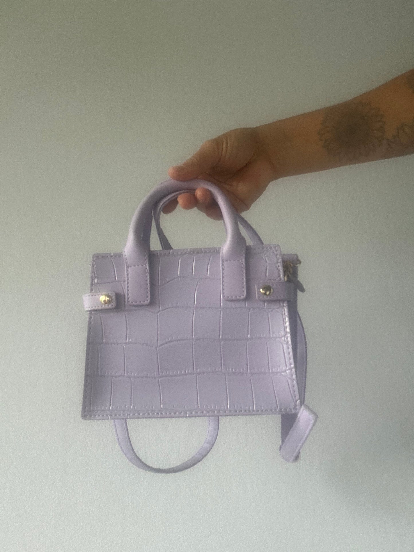 Lilac Croc-Effect Mini Handbag - PVC/Polyester - One Size