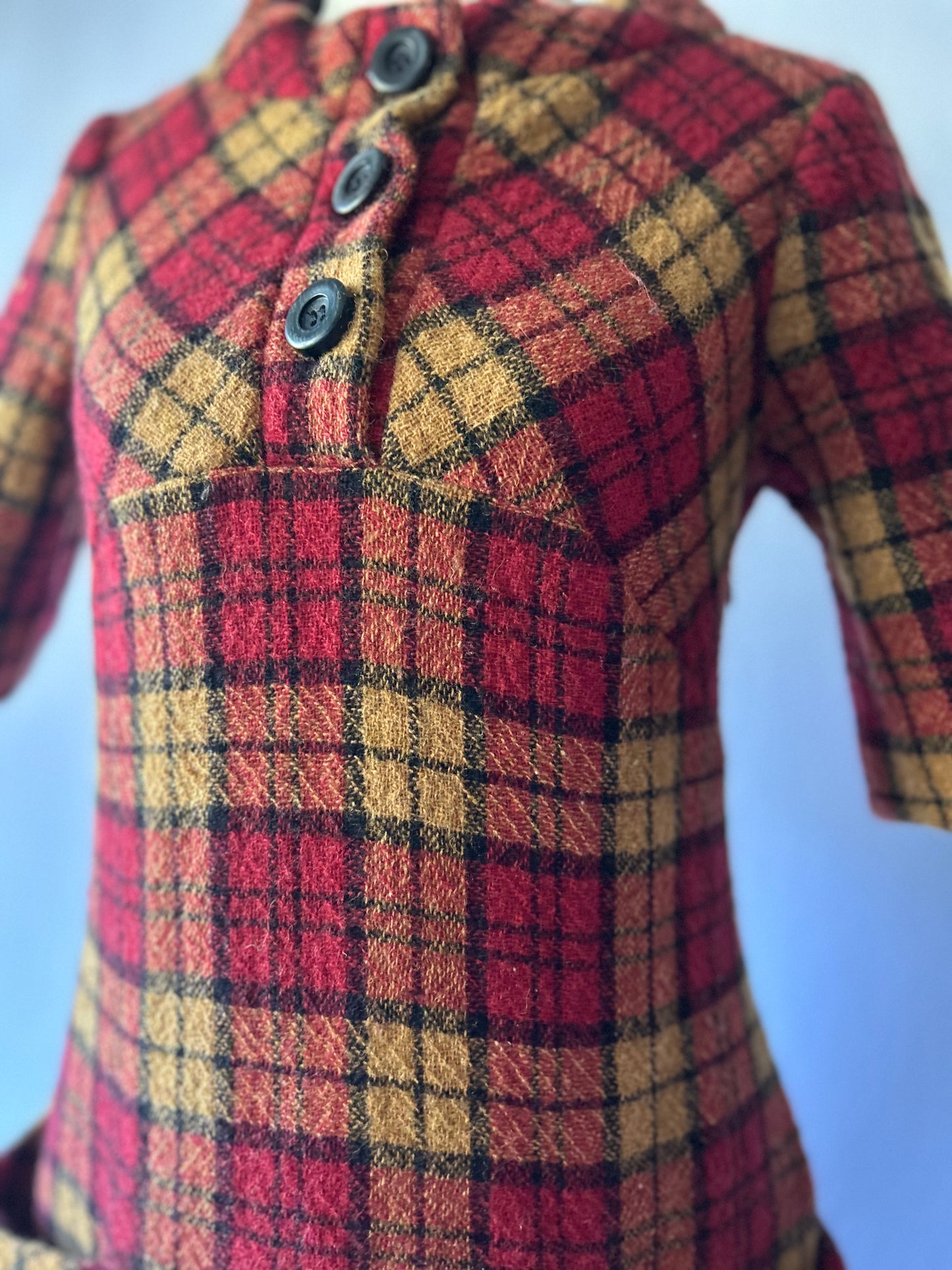 Cue Red Plaid Wool-Blend Mod Mini Dress - Size 8
