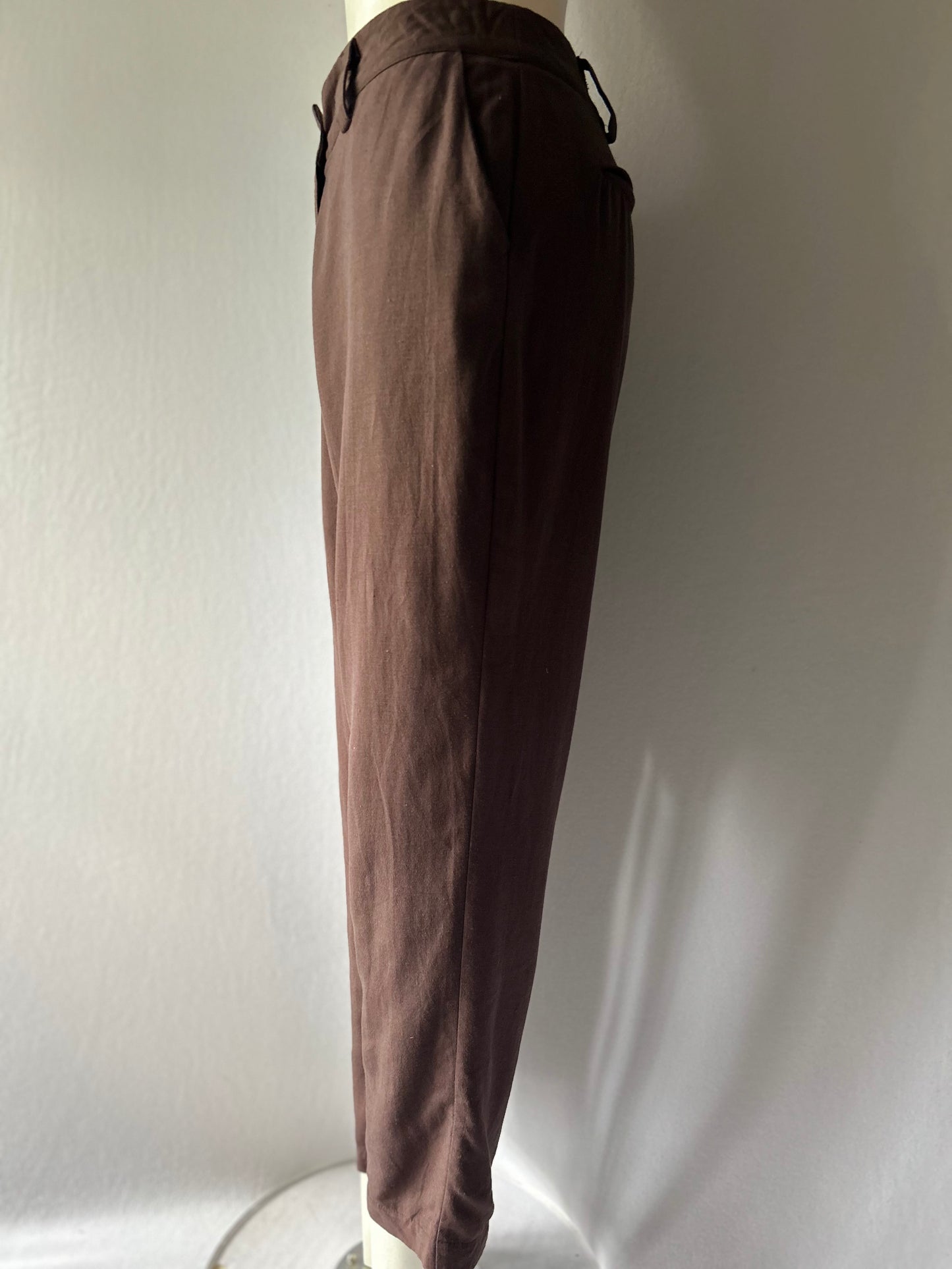 Leo+Be Cotton Linen Tailored Trousers - Deep Plum - Size 8