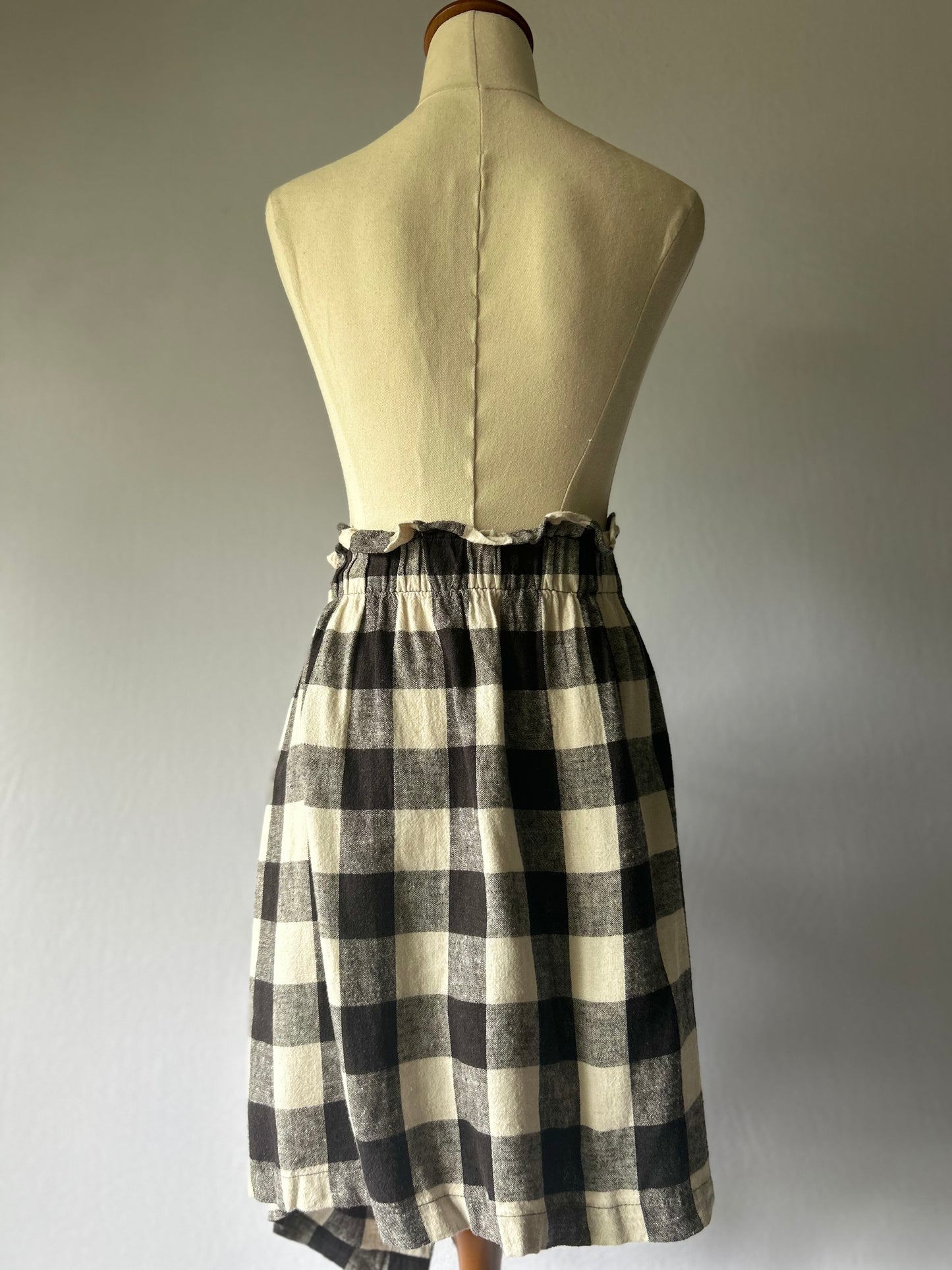 Linen Check Skirt with Belt – Size 14