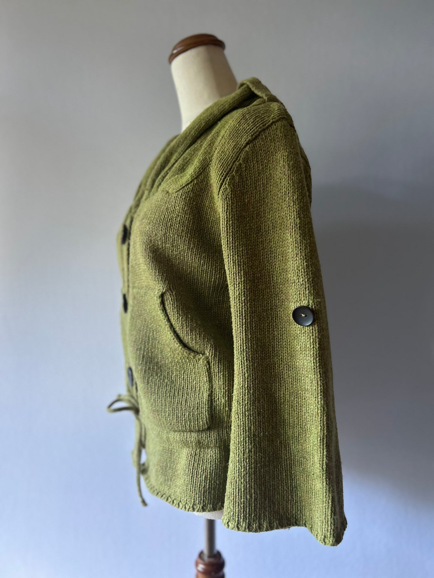 Olive Green Chunky Knit  Cardigan - Size S/M