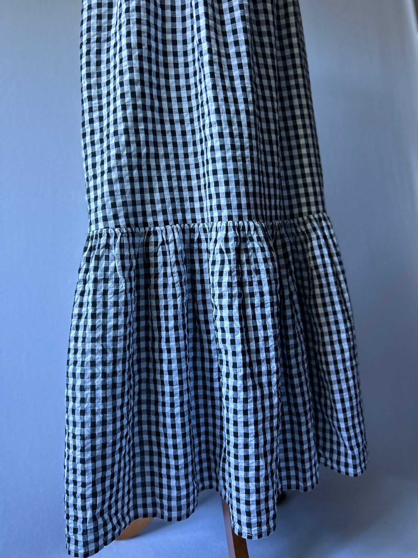 Black & White Check Maxi Skirt | Size 14 | Organic Cotton | Long Skirt