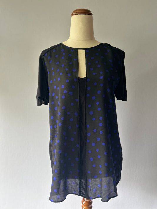 Rebecca Taylor Polka Dot Silk Keyhole Blouse – Size 6