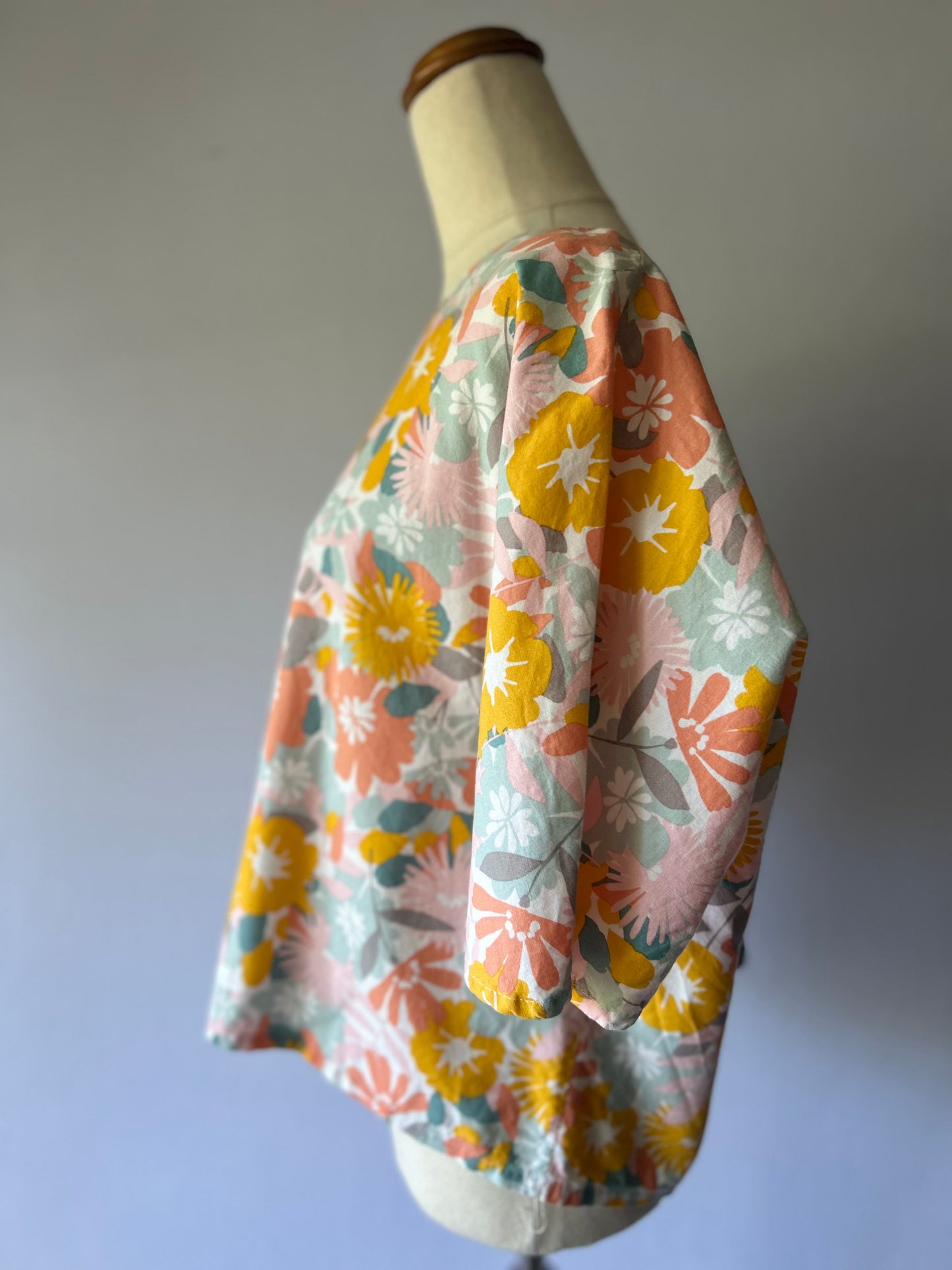 Yellow Floral Cotton Top – Size M